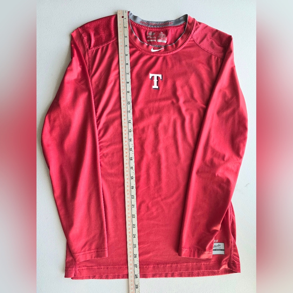 Nike Pro Combat Texas Rangers MLB Fitted Long Sleeve Red Medium Excellent - Picture 8 of 11